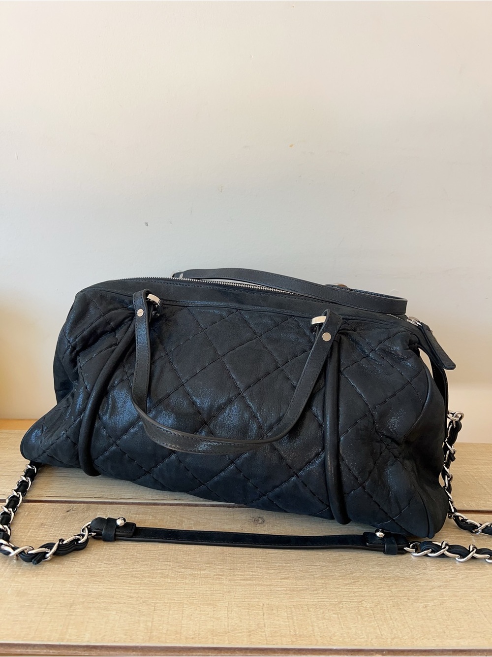 Chanel Quilted Iridescent Calfskin Relax CC Bowling Bag